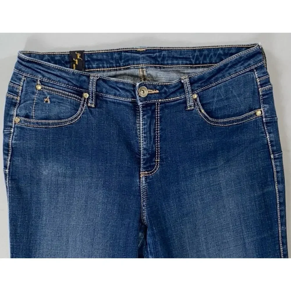 Aura by Wrangler Bootcut 5-Pocket Stretch Denim Jeans. Medium Wash, Women's 12. - Picture 6 of 9